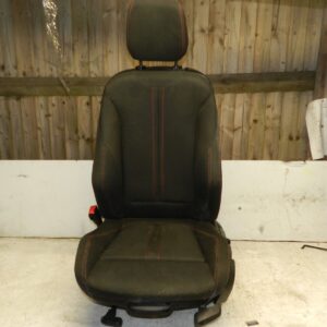 2014 BMW 1 SERIES F21 118D. PASSENGER FRONT SEAT CLOTH BLACK WITH RED STITCHING